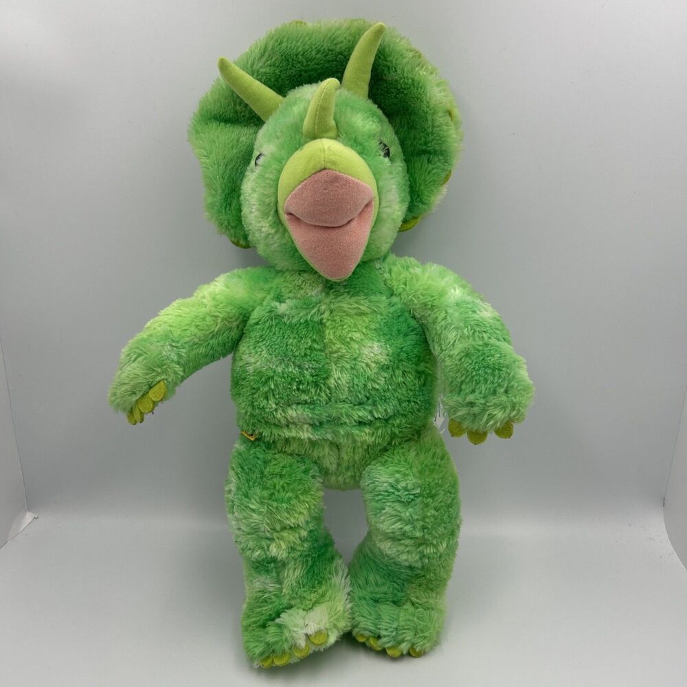 Build A Bear Workshop Green Triceratops Baby Dinosaur Plush Toy - EUC